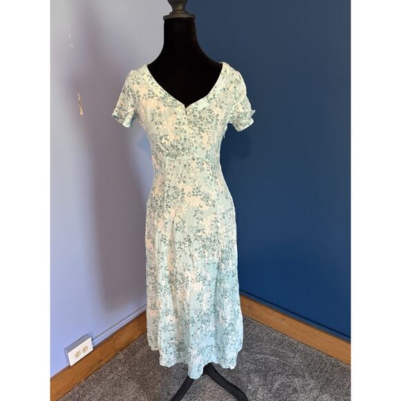 Eddie Bauer Dresses & Skirts - Eddie Bauer XS Petite Blue Floral Midi Dress Cottagecore Prairie Boho